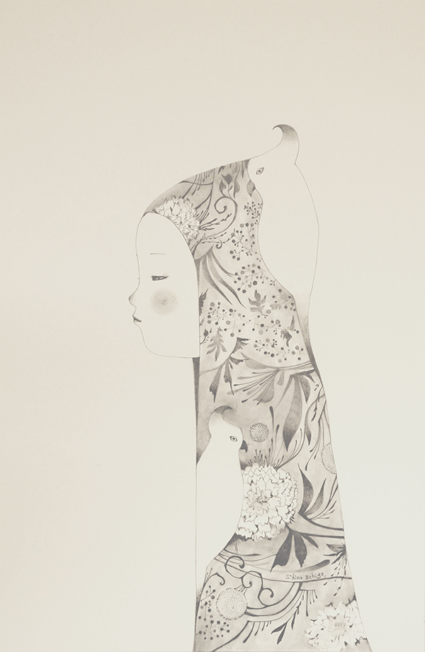 越後しの 鉛筆画作品