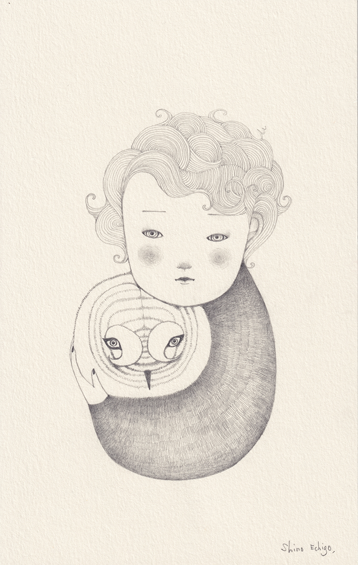 越後しの 鉛筆画作品
