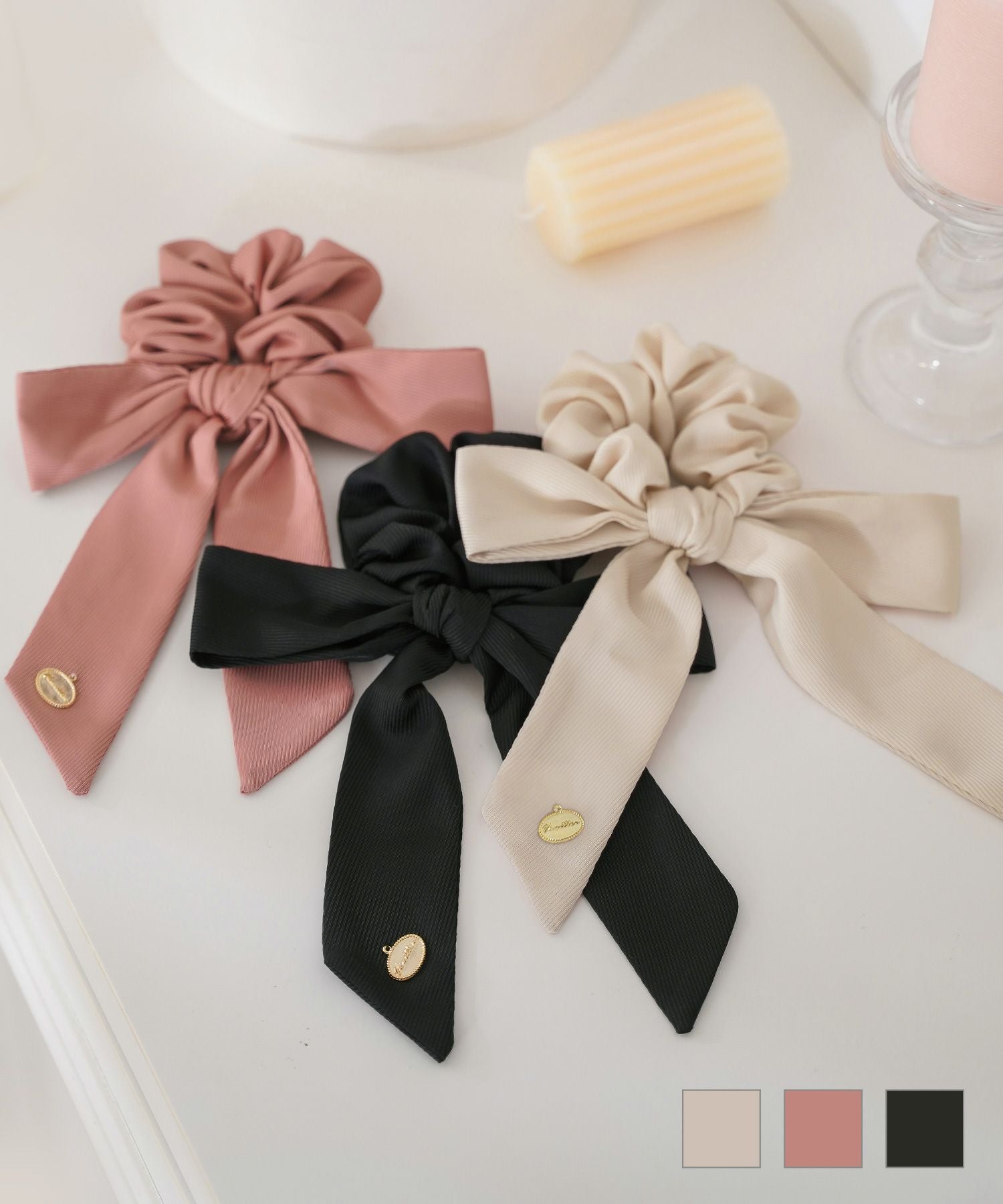 TIME-SALE vaniller オリジナルチャーム付き リボン シュシュ le reve