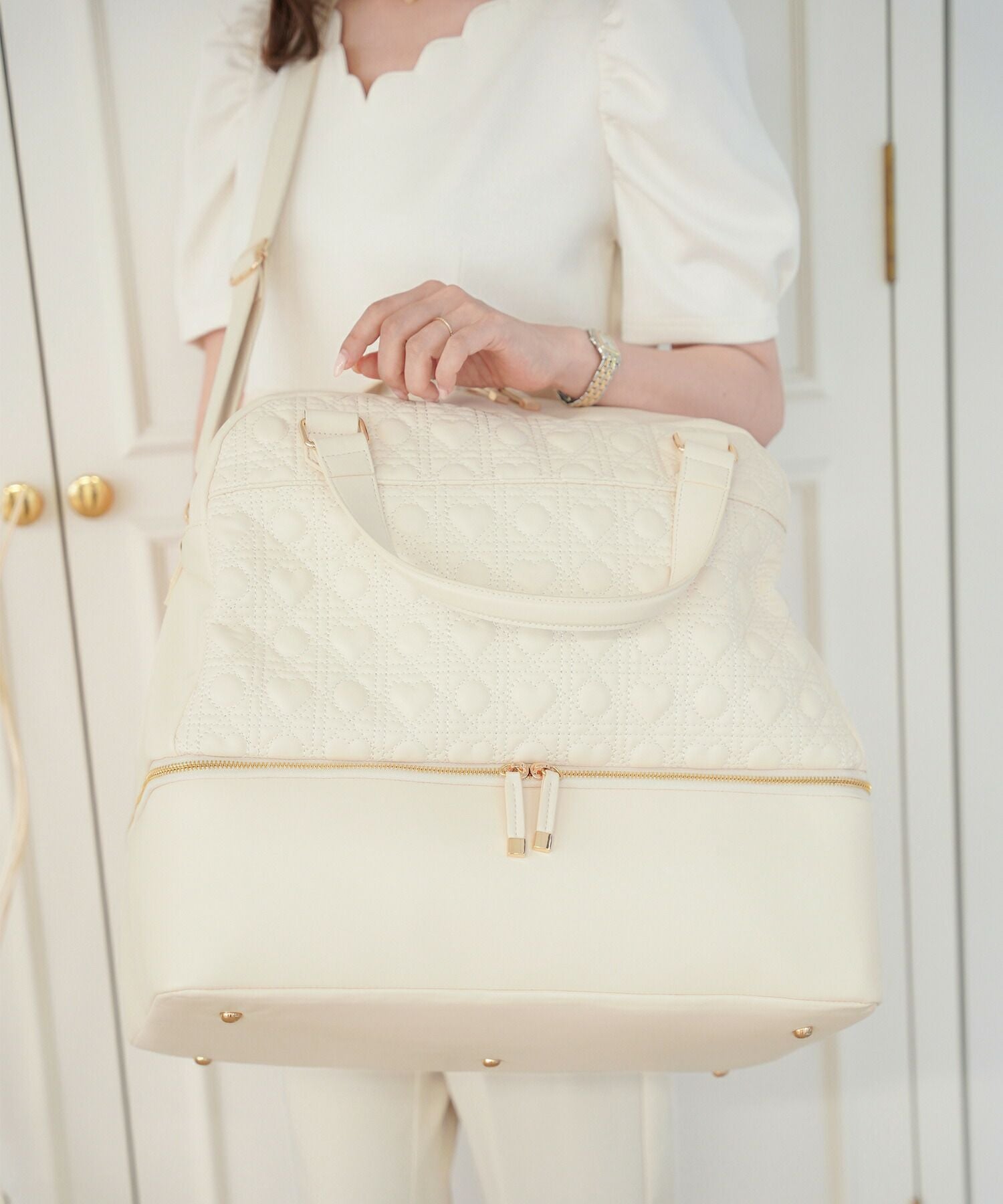 オリジナル ハートキルティング ボストン バッグ le reve vaniller 全2