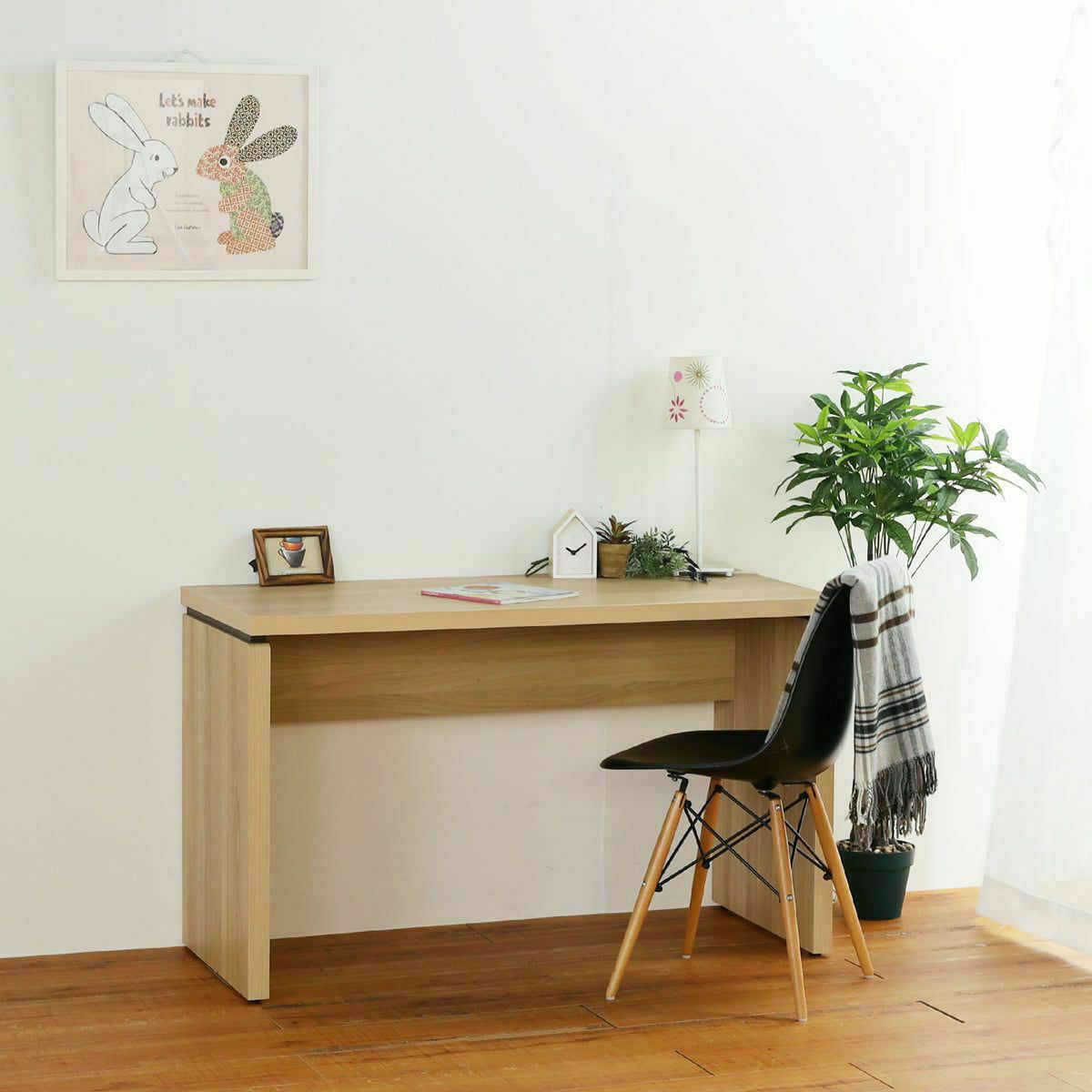 国産 デスク 机 幅120cm 高さ73cm ナチュラルブラウン 電源タップ収納