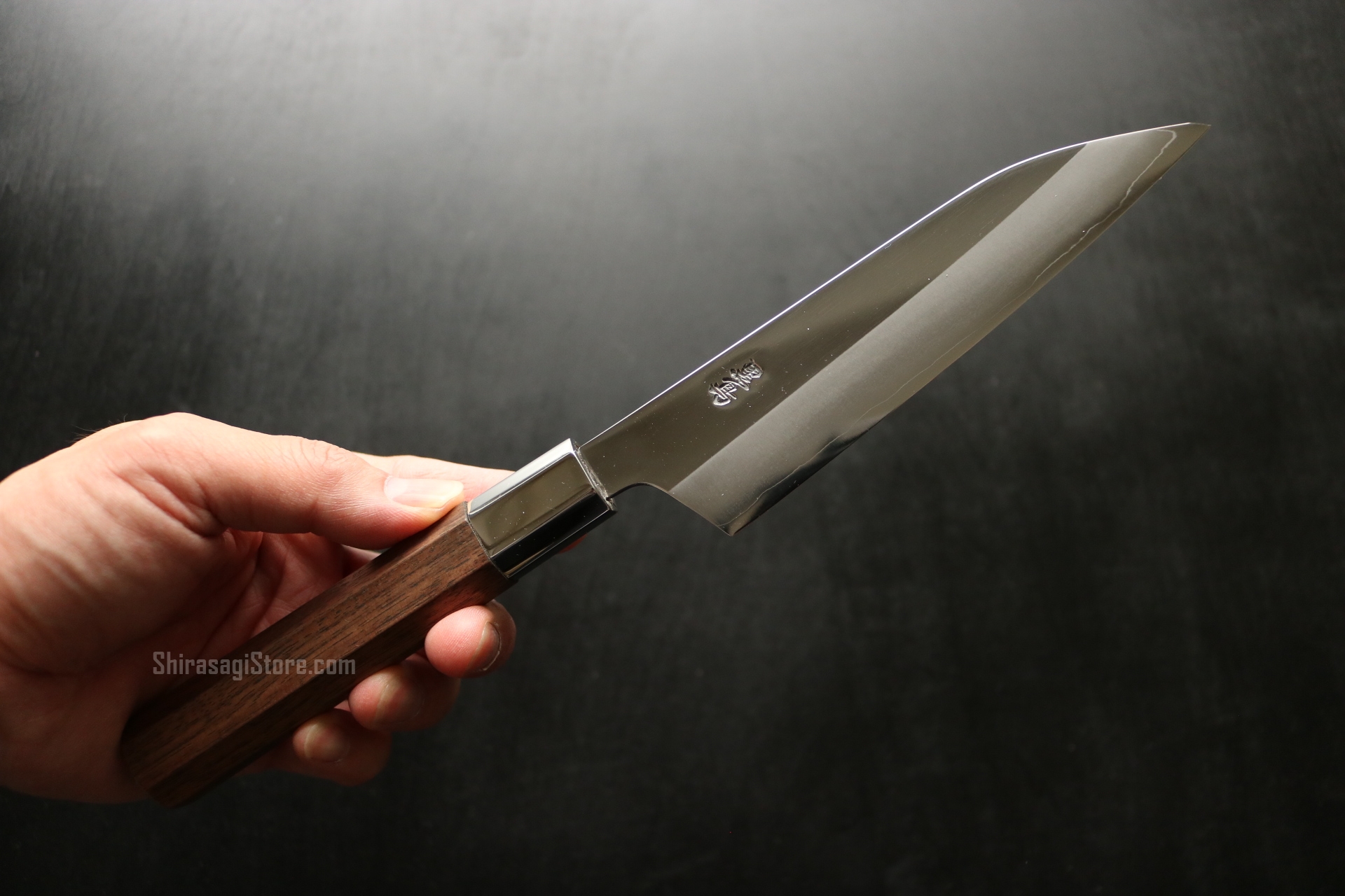 三段銀巻 黒水牛角 ペティ4寸 スタビライズドウッド 八角柄 ペティ120