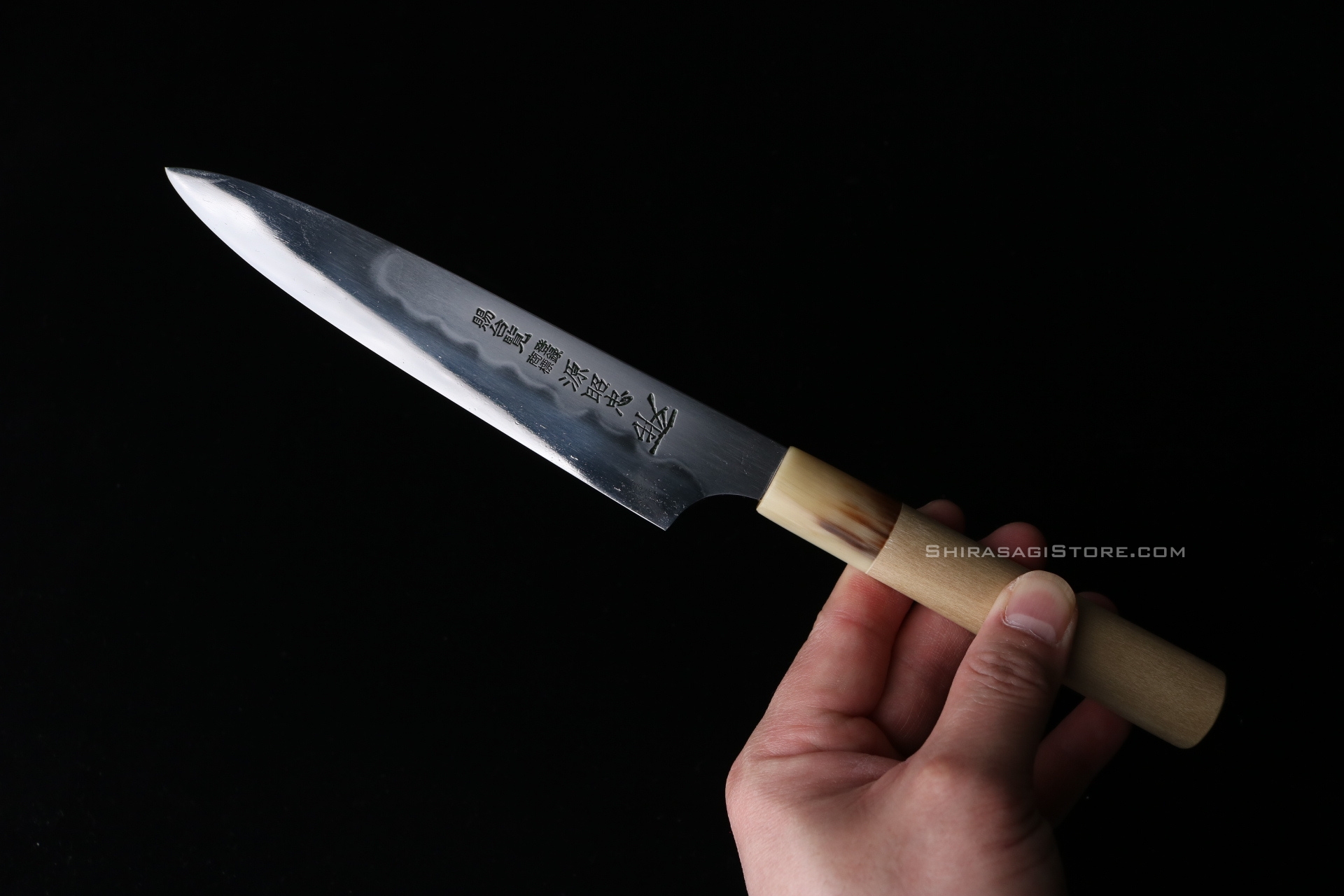 水野鍛錬所「源昭忠」本焼 和ペティ デラックス 青二鋼 両鏡面 180mm