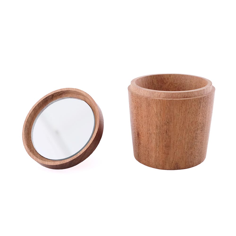 収納も身支度もできる ミラー付きの木の小物入れ | shesay(志成販売