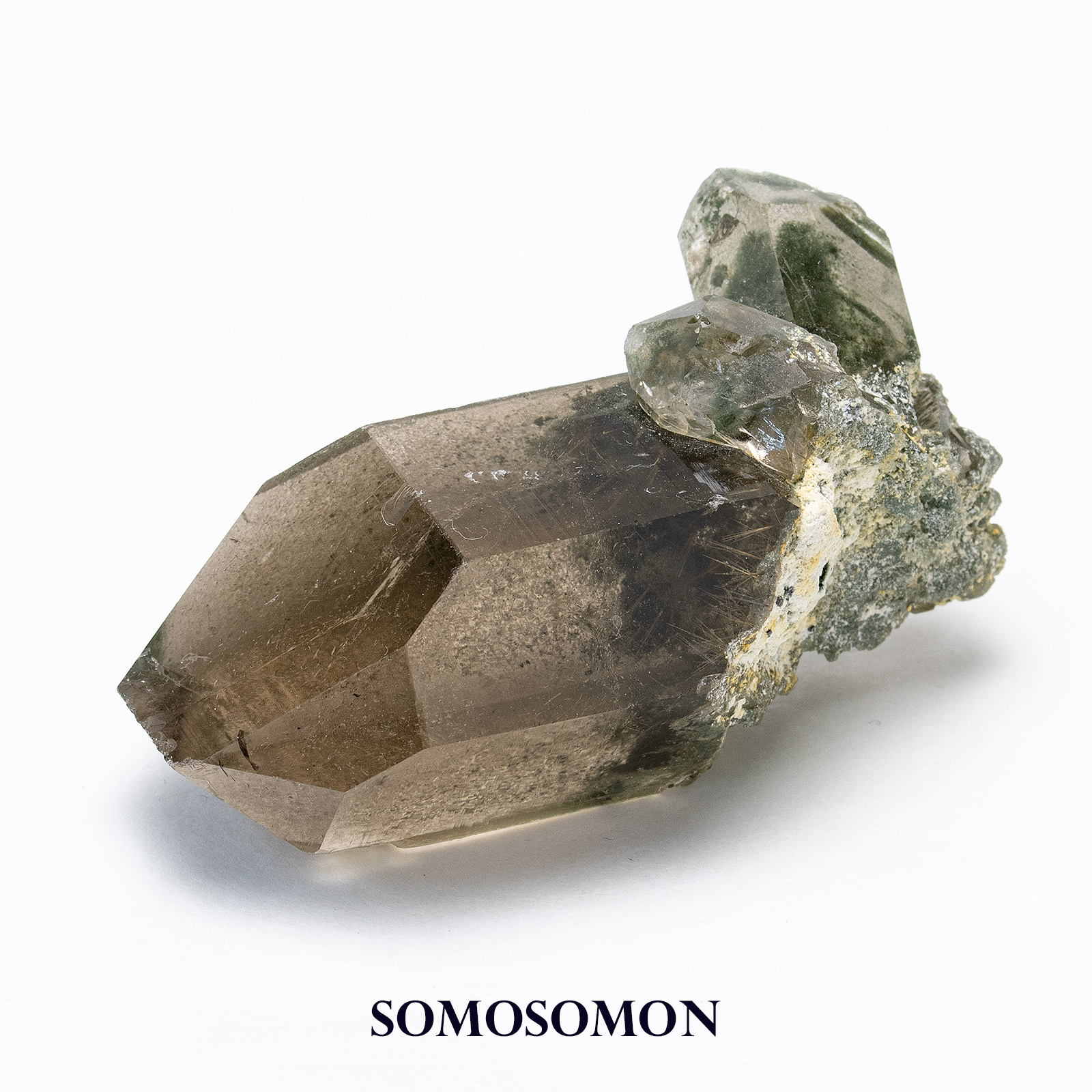 マニハール産 ヒマラヤ スモーキークォーツ ルチル 緑泥石 59g