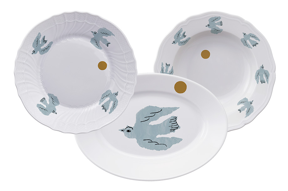 ジノリ1735×ミナ ペルホネンから、規格外商品を再利用した新