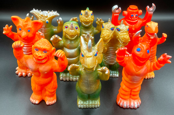 モンスターらんど 明治製菓 レトロ 食玩 恐竜 オレンジ 指人形 当時物