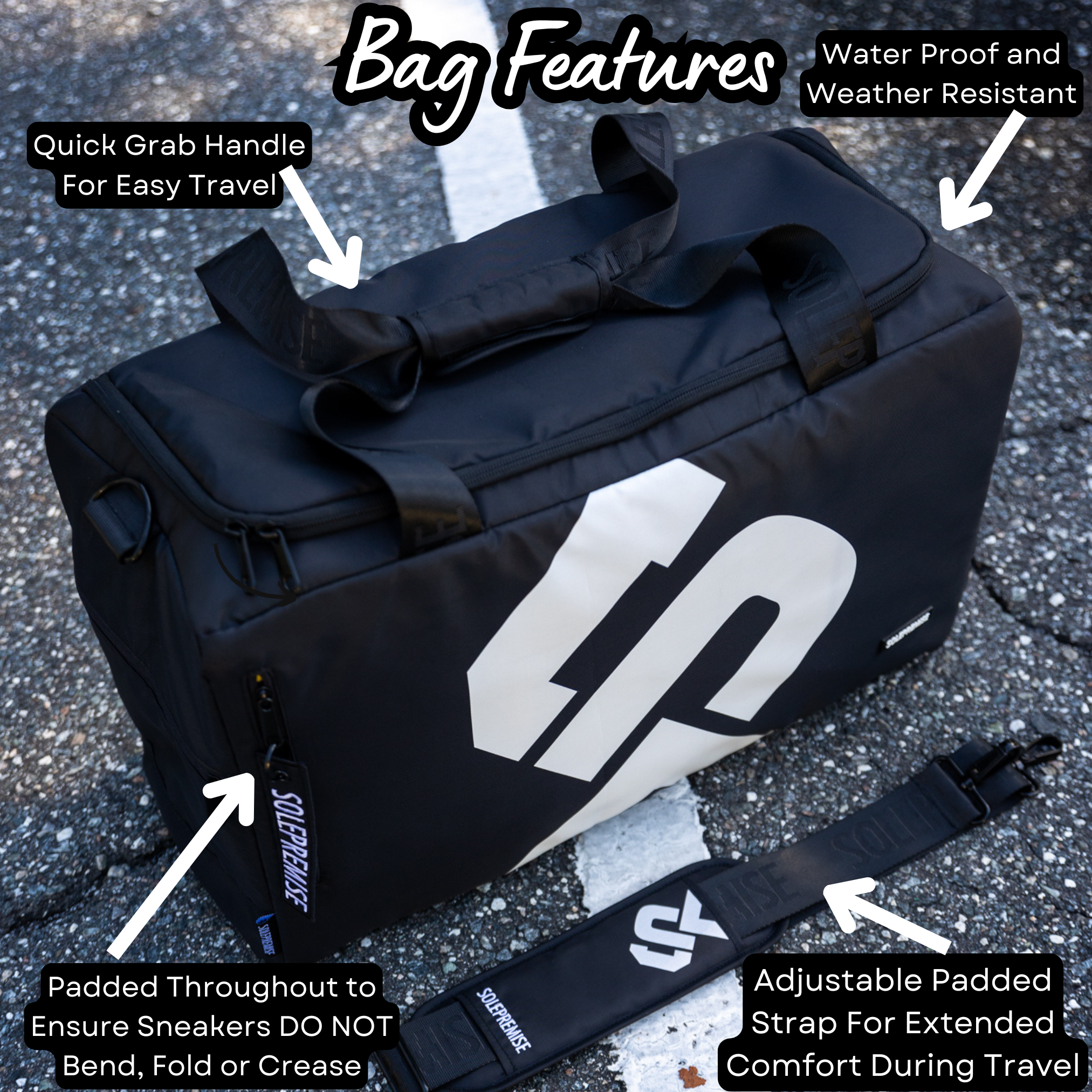 Black Sneaker Duffle Bag | Athletic Sports Bag