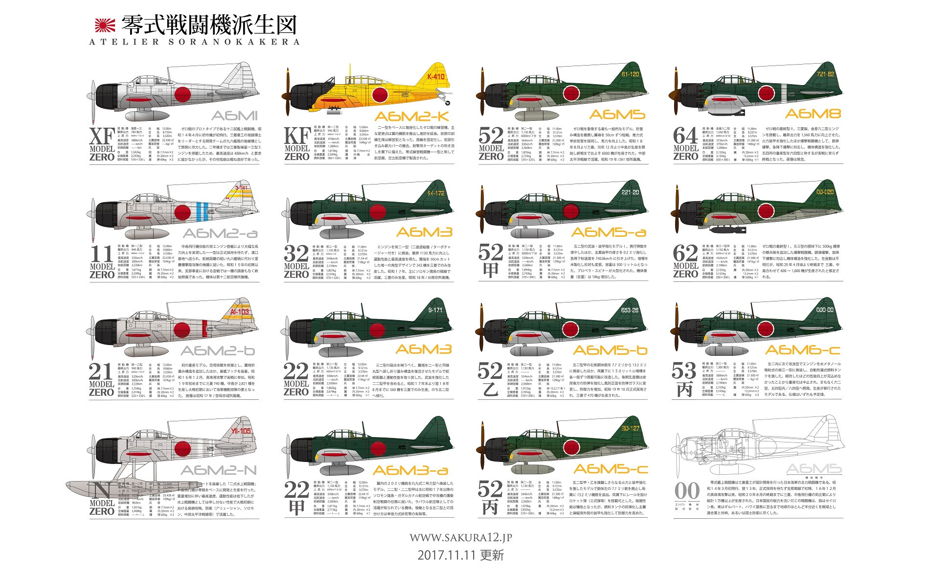 空のカケラ ライブラリ : 零戦の型式雑学 21型から52型、64型まで