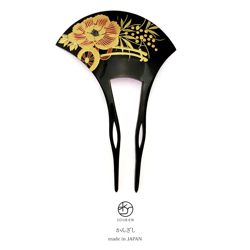 バチ型 簪 黒 かんざし 髪飾り| きもの館 創美苑