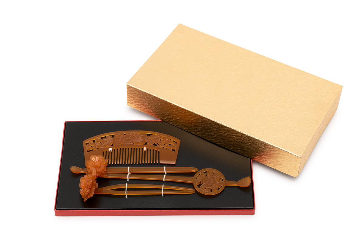 本格簪（かんざし） 4本セット 花魁 飴色| きもの館 創美苑