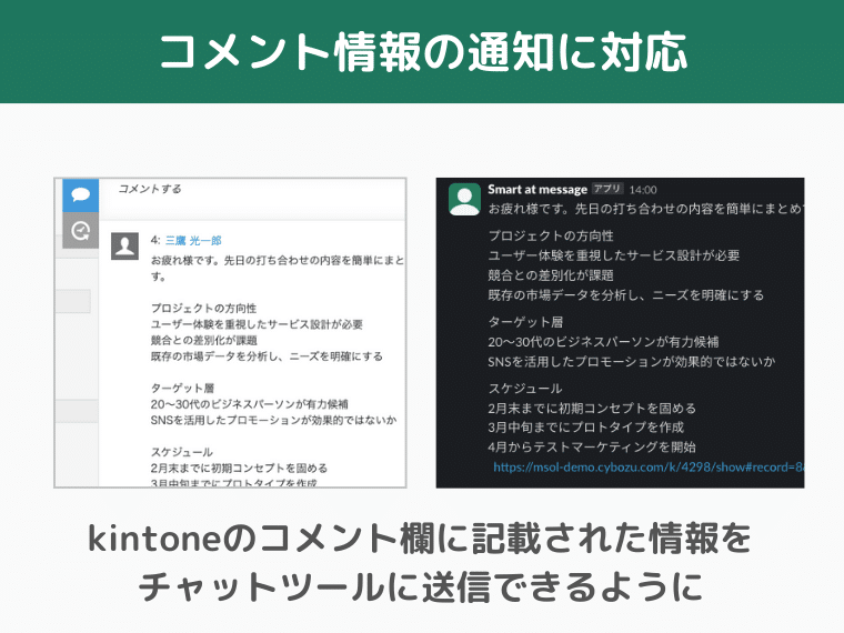 Smart at message for kintoneアップデート。コメント通知に対応