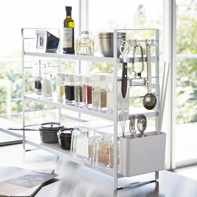 山崎実業 キッチンラック スパイスラック ラック 棚 コンロ奥 コンロ横