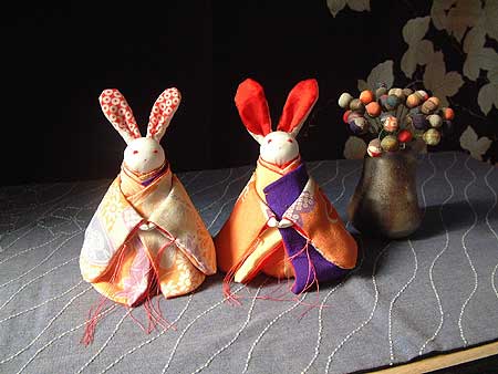 ちりめん細工『うさぎのお雛様』：