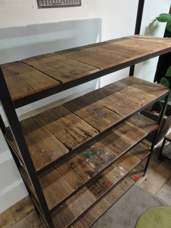 ≪シェルフ≫【アイアンシェルフ×USED足場板 Ashiba-Iron shelf】 ASHI