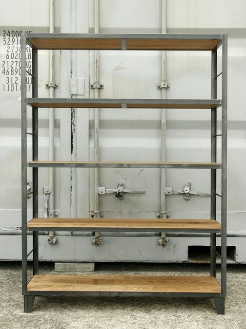 ≪シェルフ≫【アイアンシェルフ/5段/OAK/ラフ仕上げ】 IRSH-003