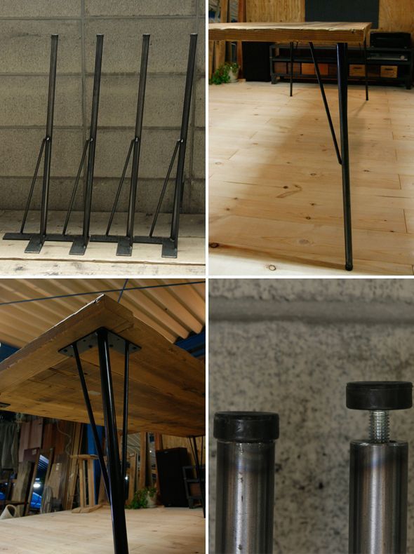 ≪テーブル≫【鉄脚ダイニングテーブル USED足場板/4サイズ】 ASHI-09