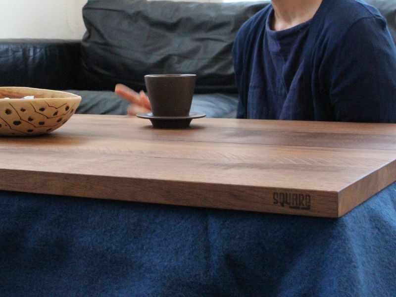 ≪こたつ≫【無垢ウォールナット ラフ仕上げ/サイズオーダー/鉄脚ロー