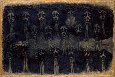 香月泰男 シベリアの丘 シベリア画集 1960年頃　肉筆油彩画　紙本著色・額装 次回の日曜美術館】鎮魂 香月泰男のシベリア・シリーズ Eテレ 11日朝