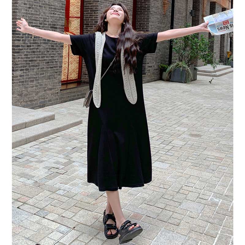 レースセーラーカラーワンピース（黒）春/夏 さりげないレトロ感