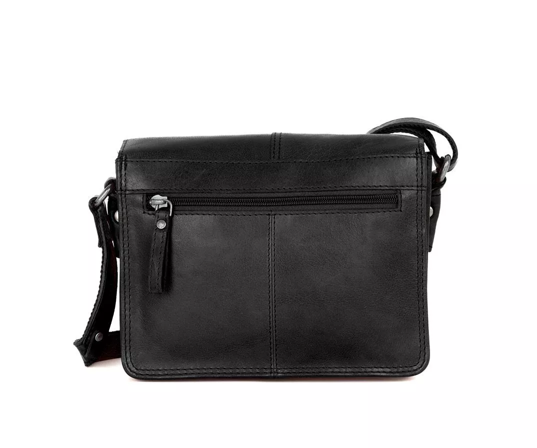 Leather Crossbody Bag - Alaska - Black