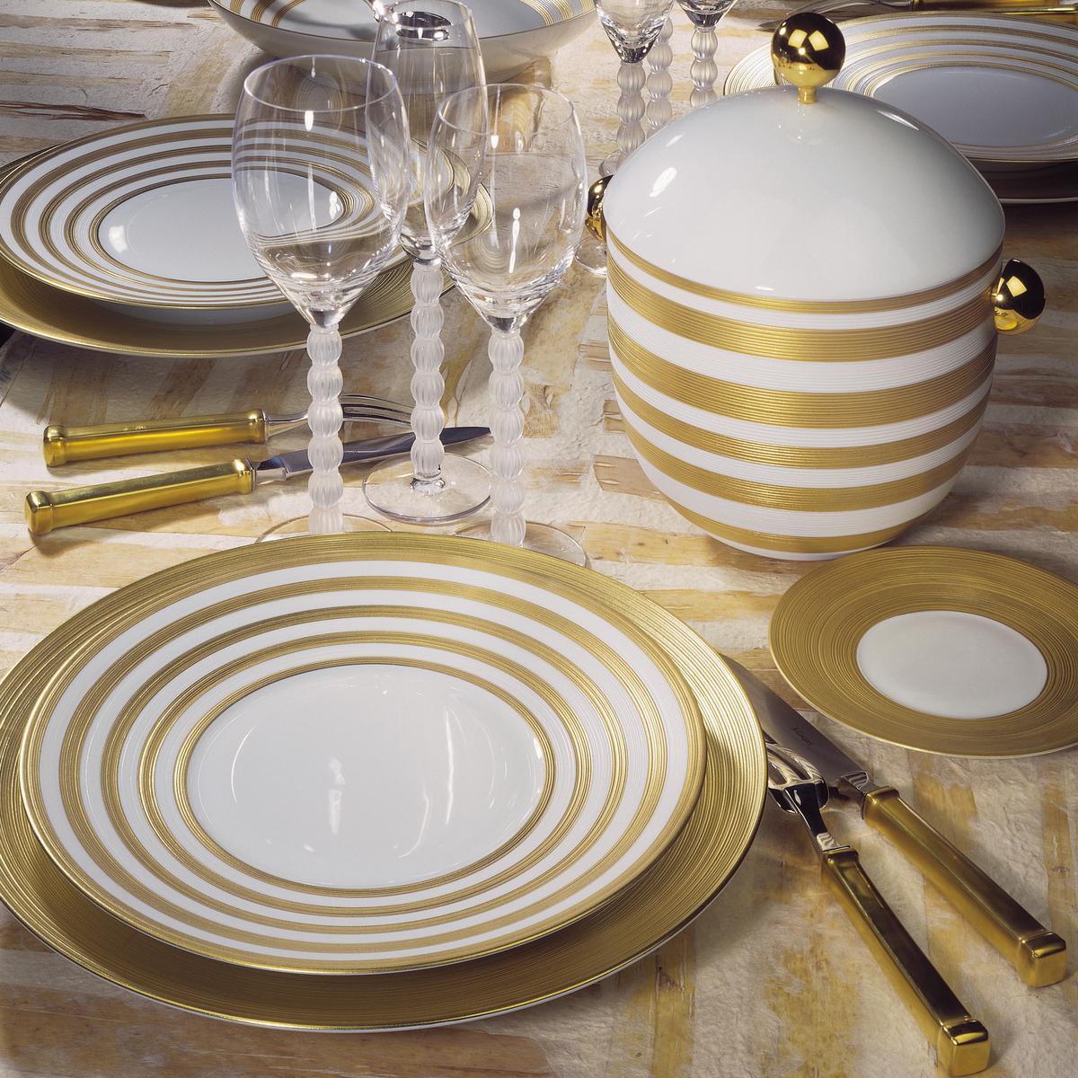J.L Coquet Hémisphère Gold & Gold Stripe Dinnerware | artedona.
