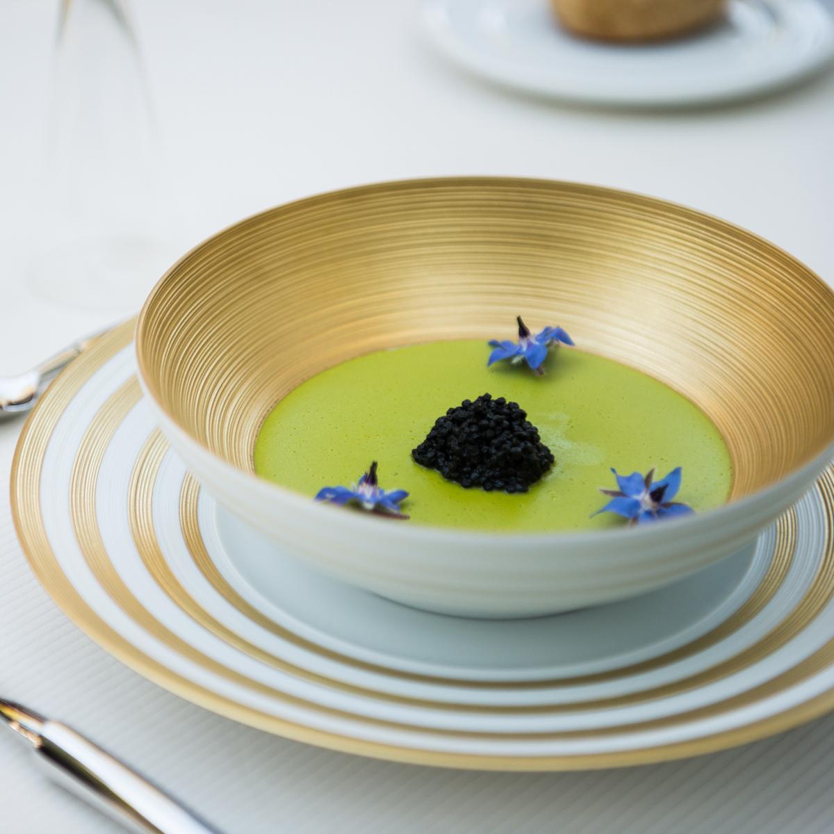 J.L Coquet Hémisphère Gold & Gold Stripe Dinnerware | artedona.