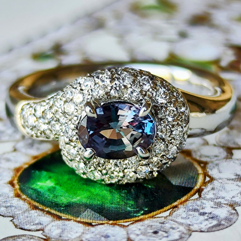 大粒 0.60ct】天然アレキサンドライト 天然ダイヤモンド リング – Mico