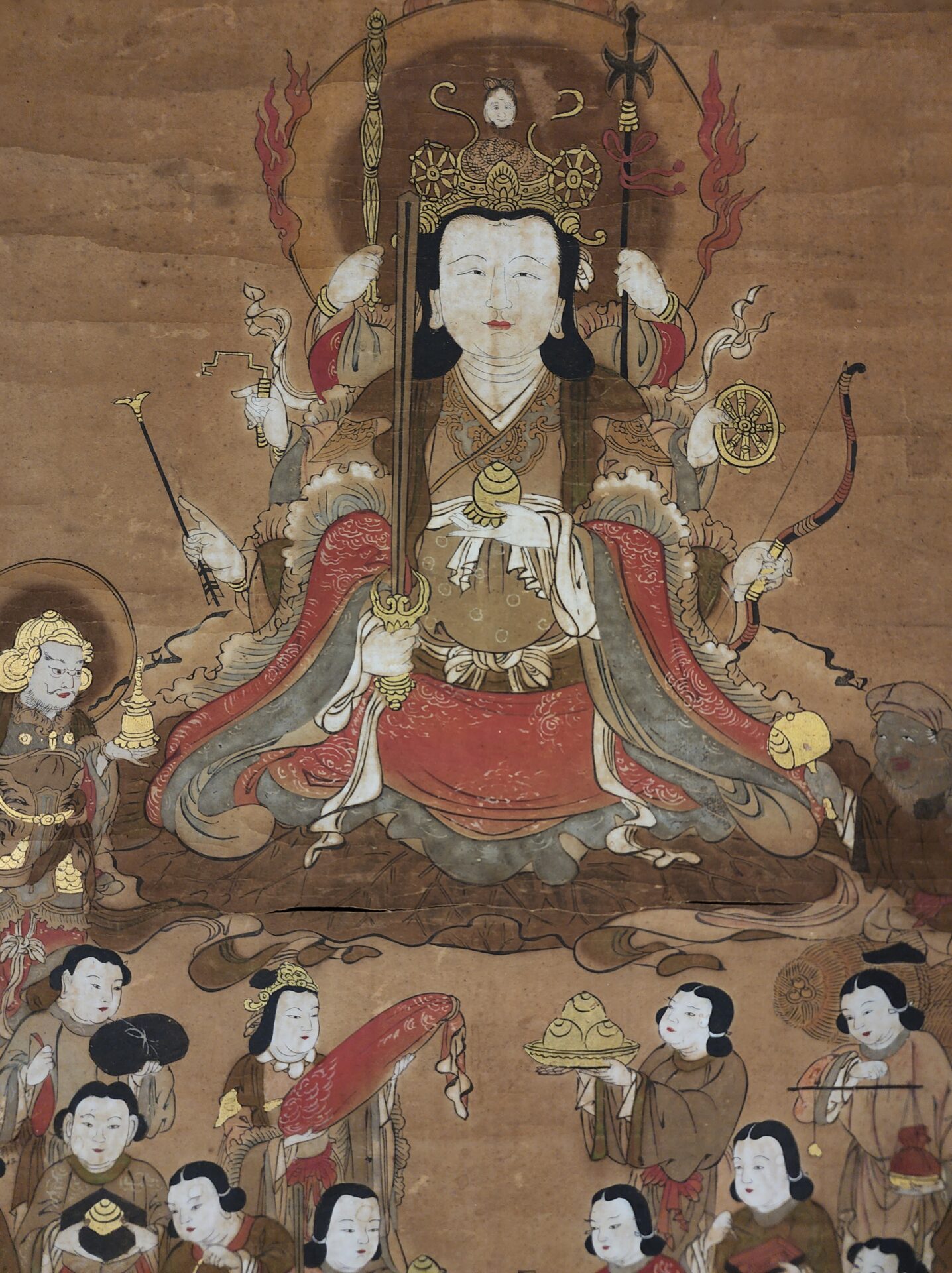 中国古美術・純手描き・画芯・送子觀音画像167x86cm・書画・絹本・仏像