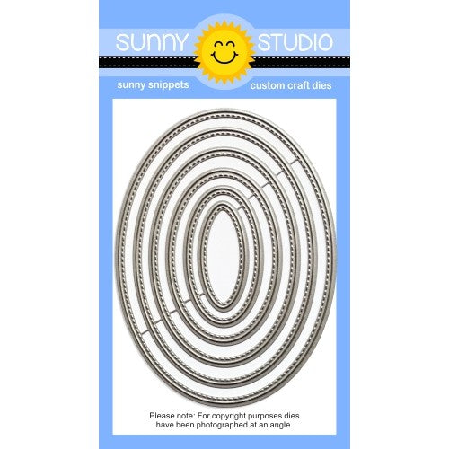 Sunny Studio Stamps 6-piece Metal Cutting Stitched Oval Dies