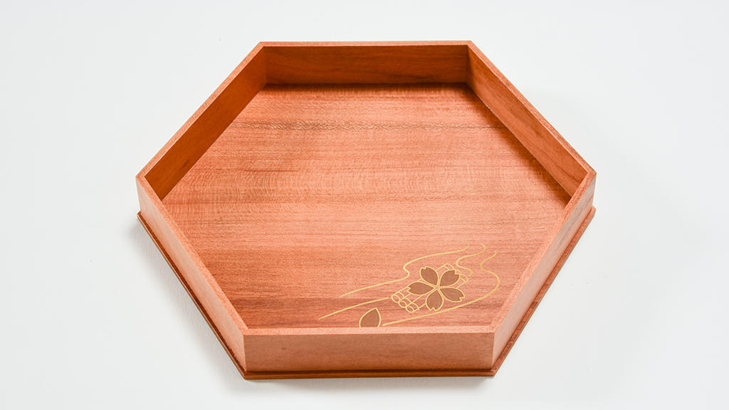 六角桜菓子盆 - (歴史と由緒ある京都「高台寺」の枝垂桜と銀杏の材木