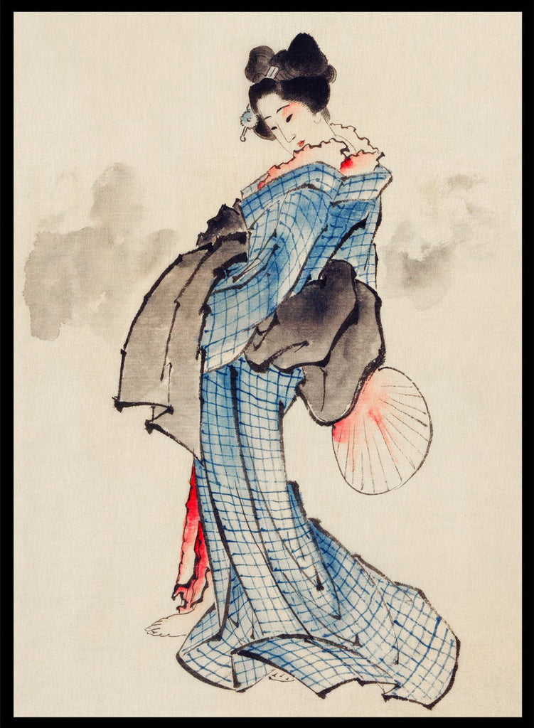 Katsushika Hokusai Woman, full-length portrait, standing, facing