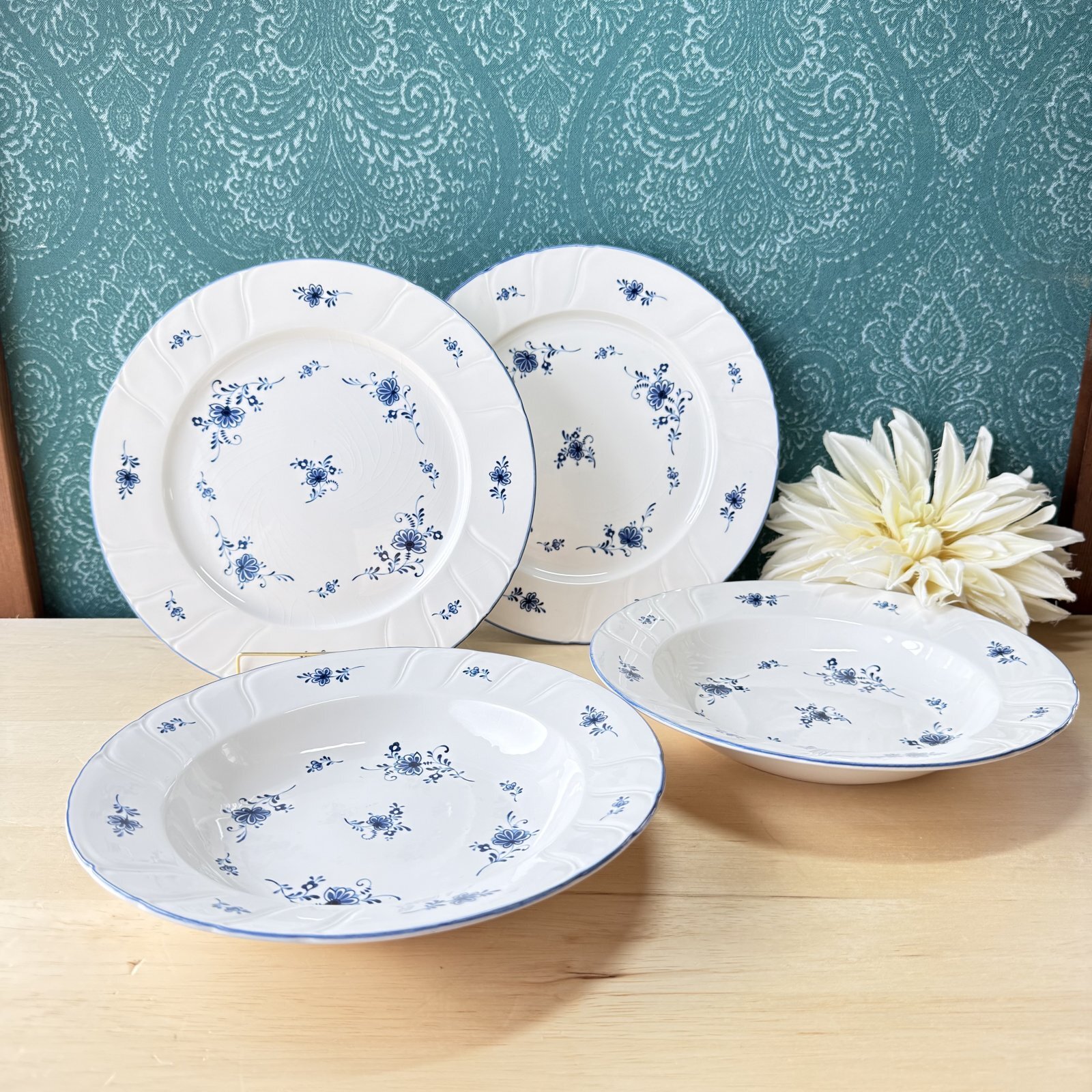 NORITAKEノリタケ CRAFTONE クラフトーン 青 小花柄 深皿 平皿 各種2枚