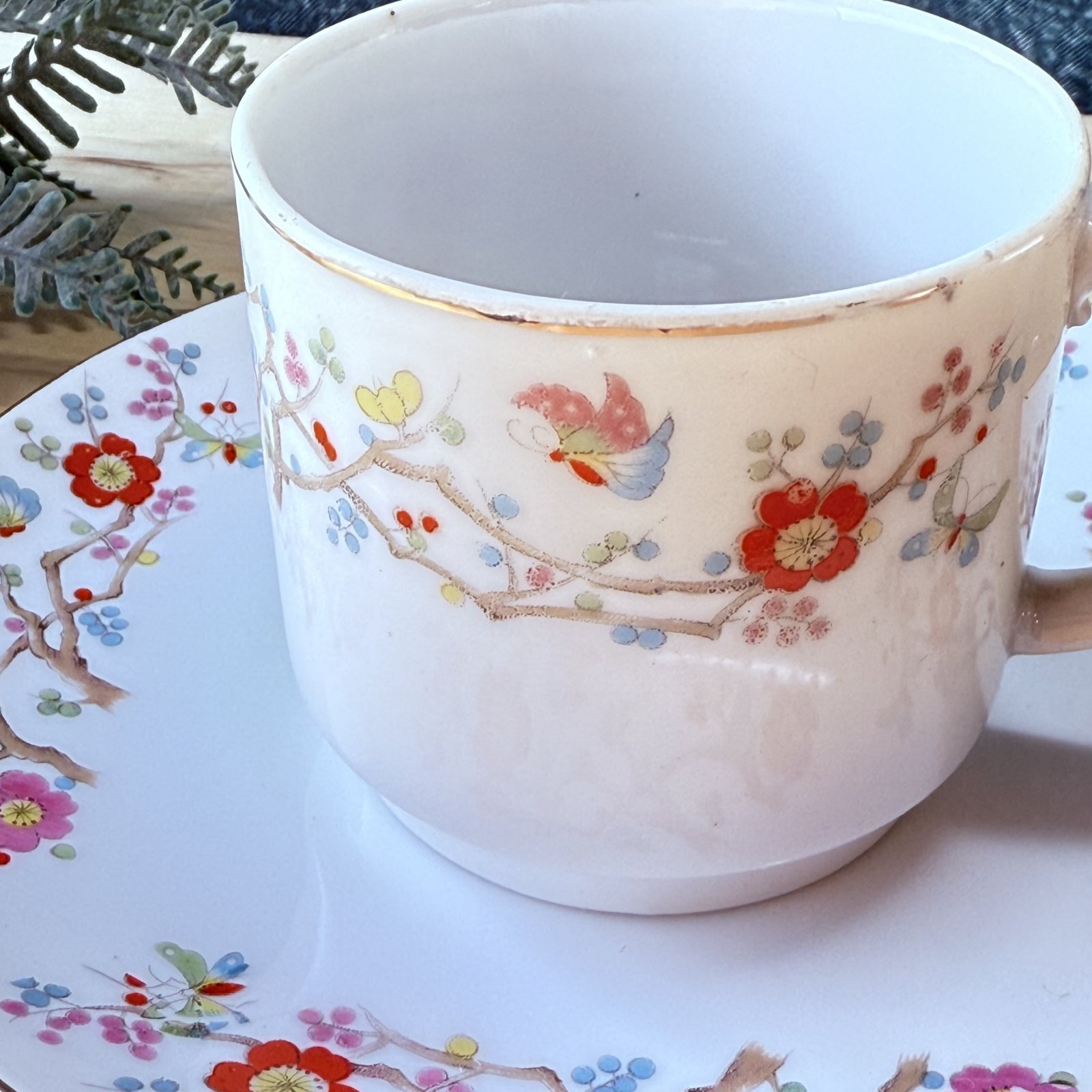 Fancy china 日本製 花と蝶カップ＆ソーサー