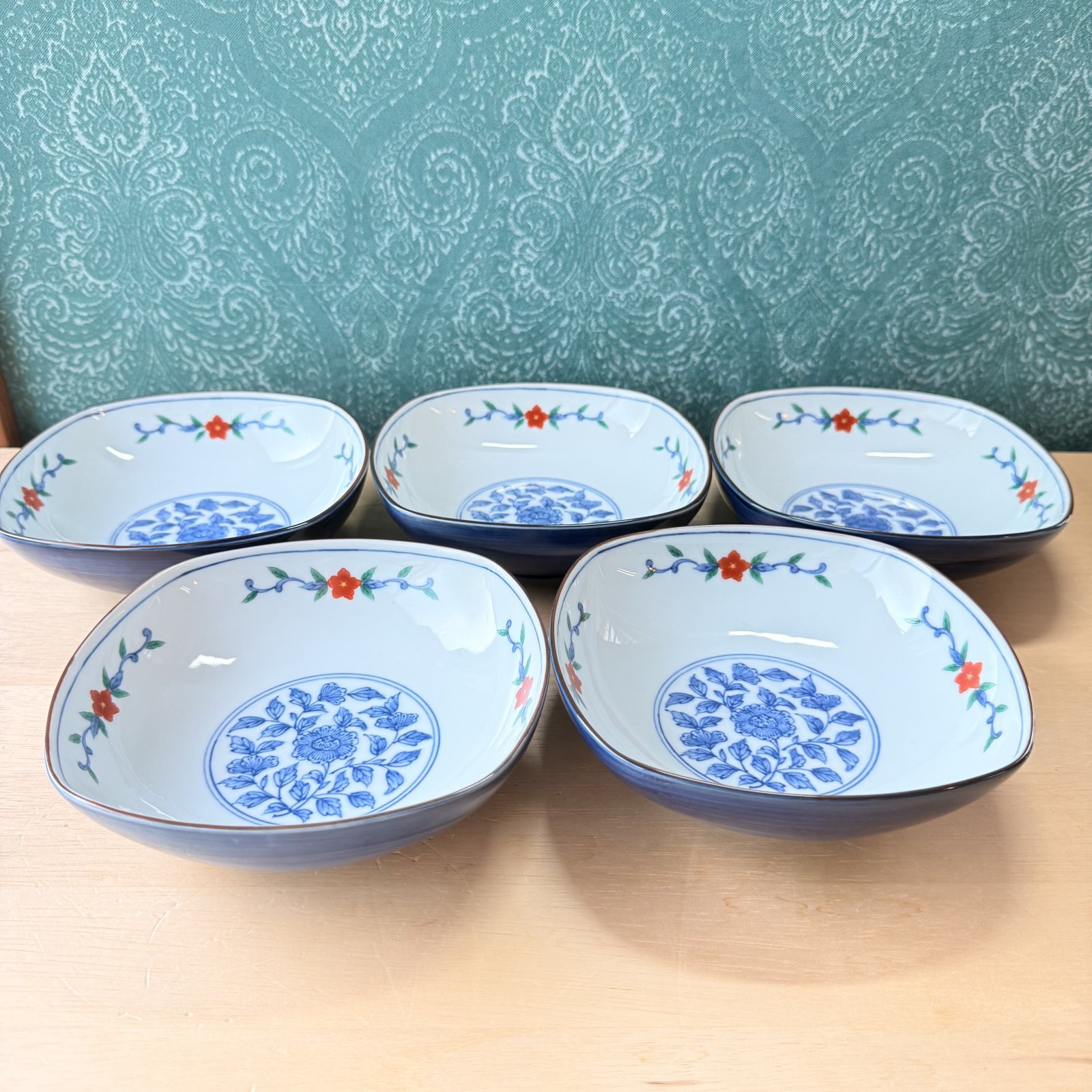 平安橘吉 たち吉 色絵 煮物鉢 5客揃 花 TACHIKICHI 和食器