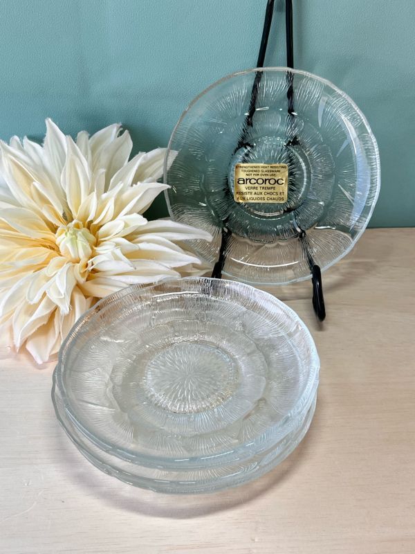 アルコロック フランス deadstock ARCOROC 花のデザインのガラス皿