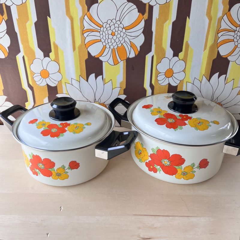 レトロポップ コトブキホーロー 花柄ホーロー両手鍋 18cm 20cm 各種