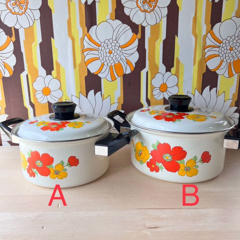 レトロポップ コトブキホーロー 花柄ホーロー両手鍋 18cm 20cm 各種