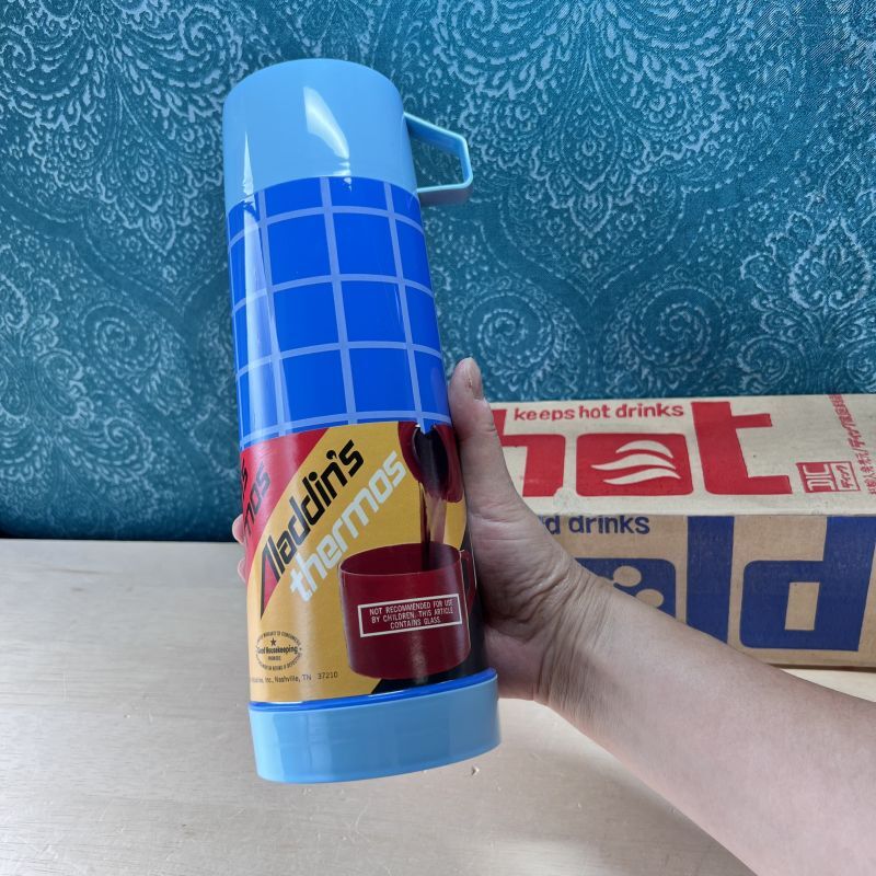 Aladdin アラジン魔法瓶 水筒 ブルーチェック 並口瓶 中サイズ ホット