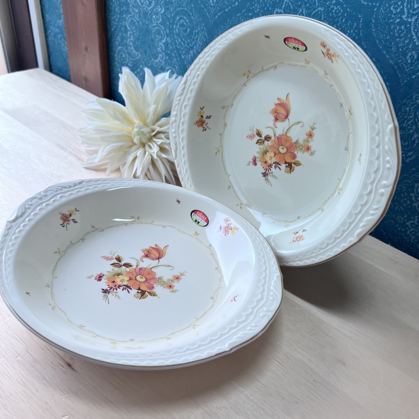 昭和レトロ MIKASA オールド ミカサ 大皿 プレート皿 イエロー 24cm