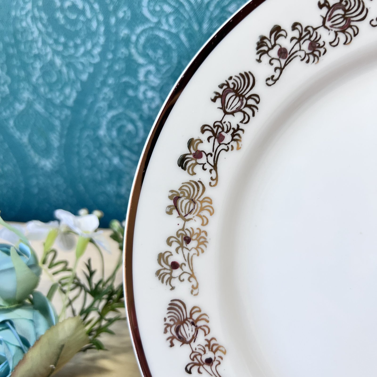 純喫茶 Marumo china ハンドペイント 花柄 21cmプレート皿 1枚