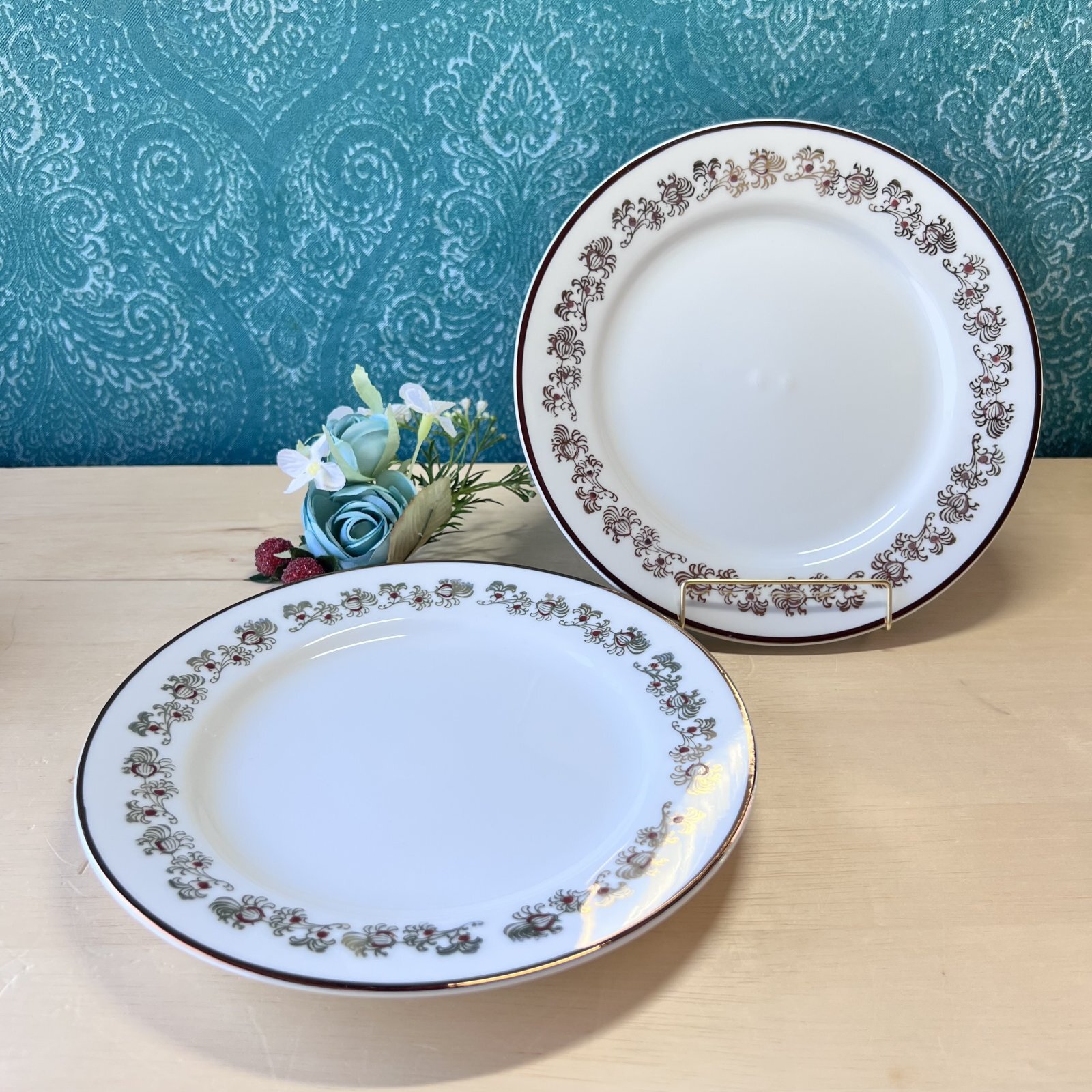 純喫茶 Marumo china ハンドペイント 花柄 21cmプレート皿 1枚