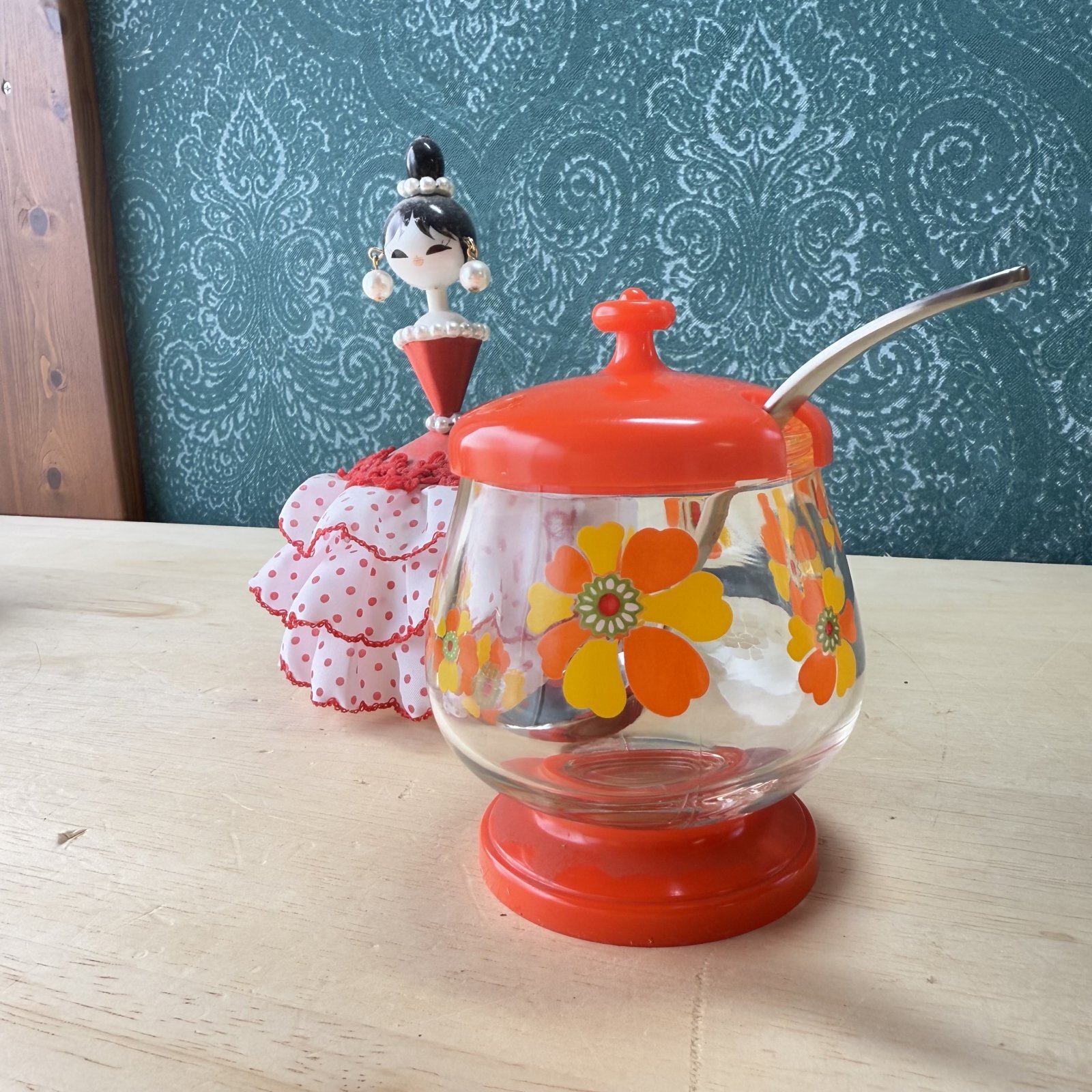 ニッスイ工業 砂糖入れ FK型 花柄ガラスのシュガーポット