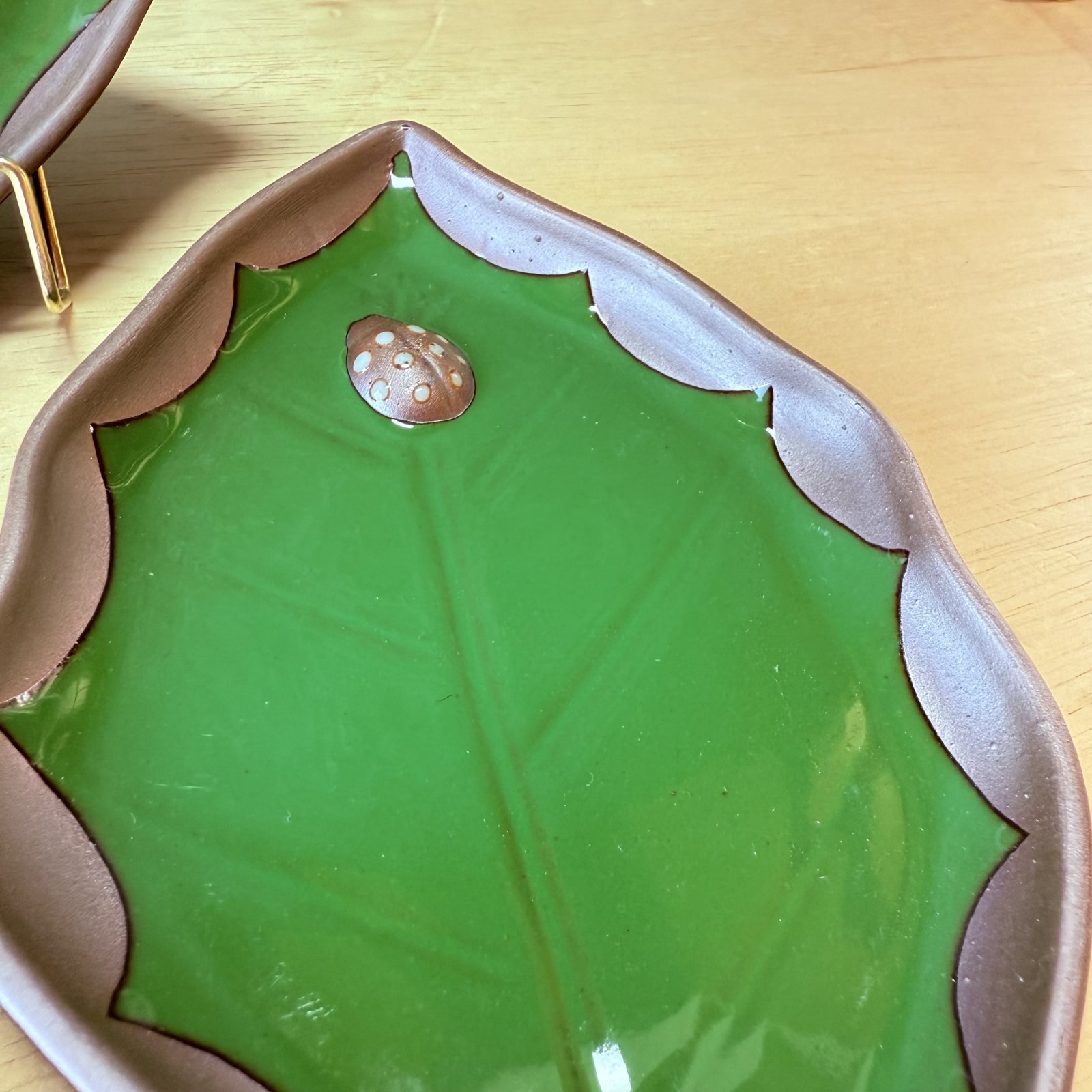 てんとう虫と葉っぱ 陶器皿 5枚セット