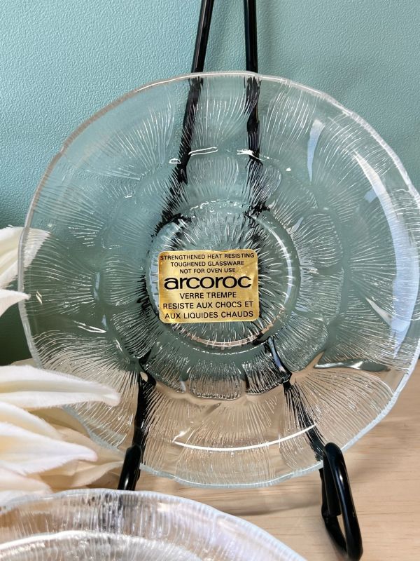 アルコロック フランス deadstock ARCOROC 花のデザインのガラス皿