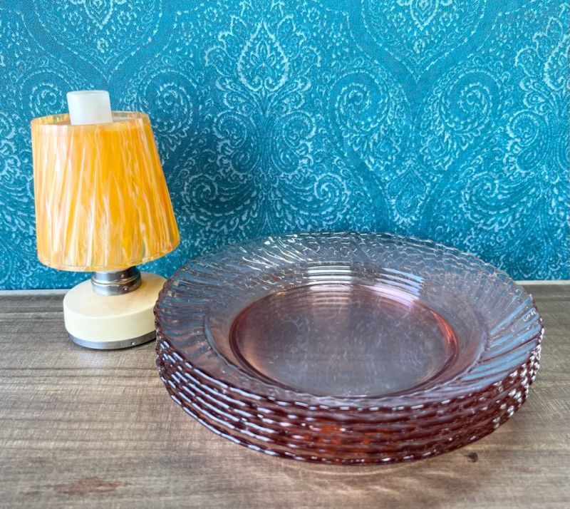 FRANCE アルコロックROSALINE deadstock 花リムピンクガラス深皿