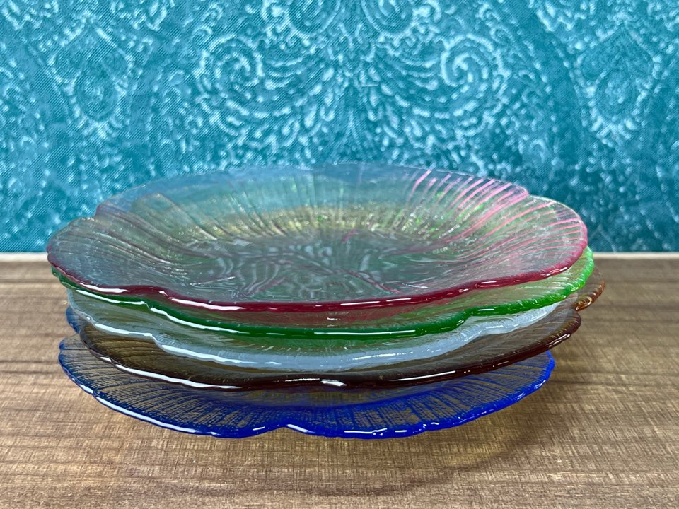 蓮のような平皿セット ガラスの器 ガラスプレート 5枚 GUS367