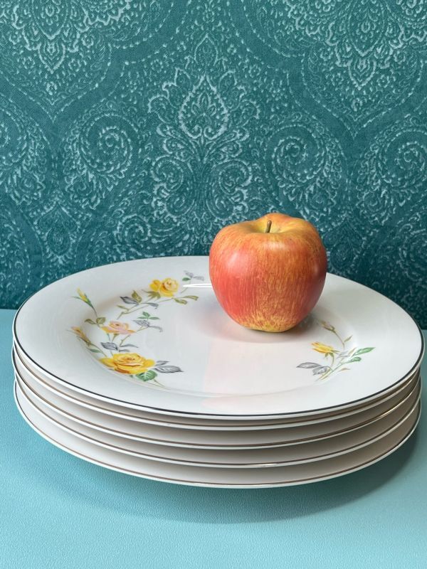 NORITAKE ノリタケ アイボリーチャイナ RC 黄色い薔薇の花柄プレート 5