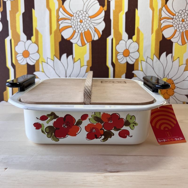 シャテー ホーローおでん鍋 角型 花柄 23cm3.8ℓ