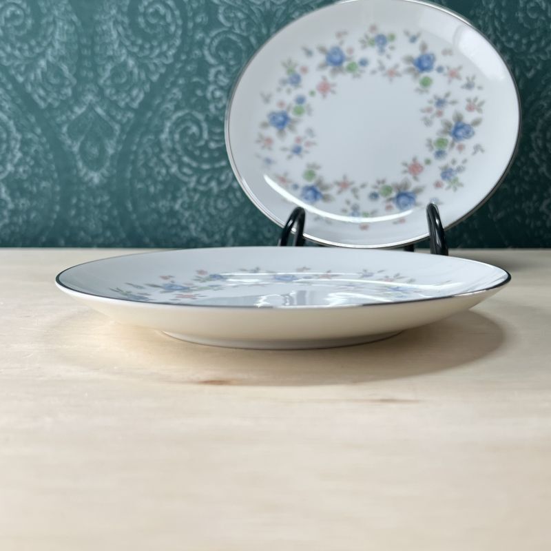 NORITAKEノリタケ 早春シリーズ 青い花柄 薔薇模様 ケーキ皿 15cm 2枚